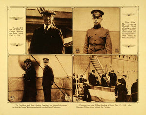1920 Rotogravure WWI President Woodrow Wilson Military Leaders Brest France WAR1