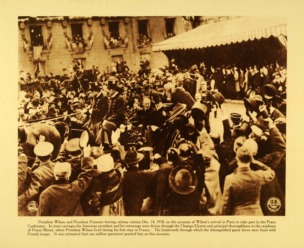 1920 Rotogravure WWI Peace Conference Paris France President Wilson WAR1