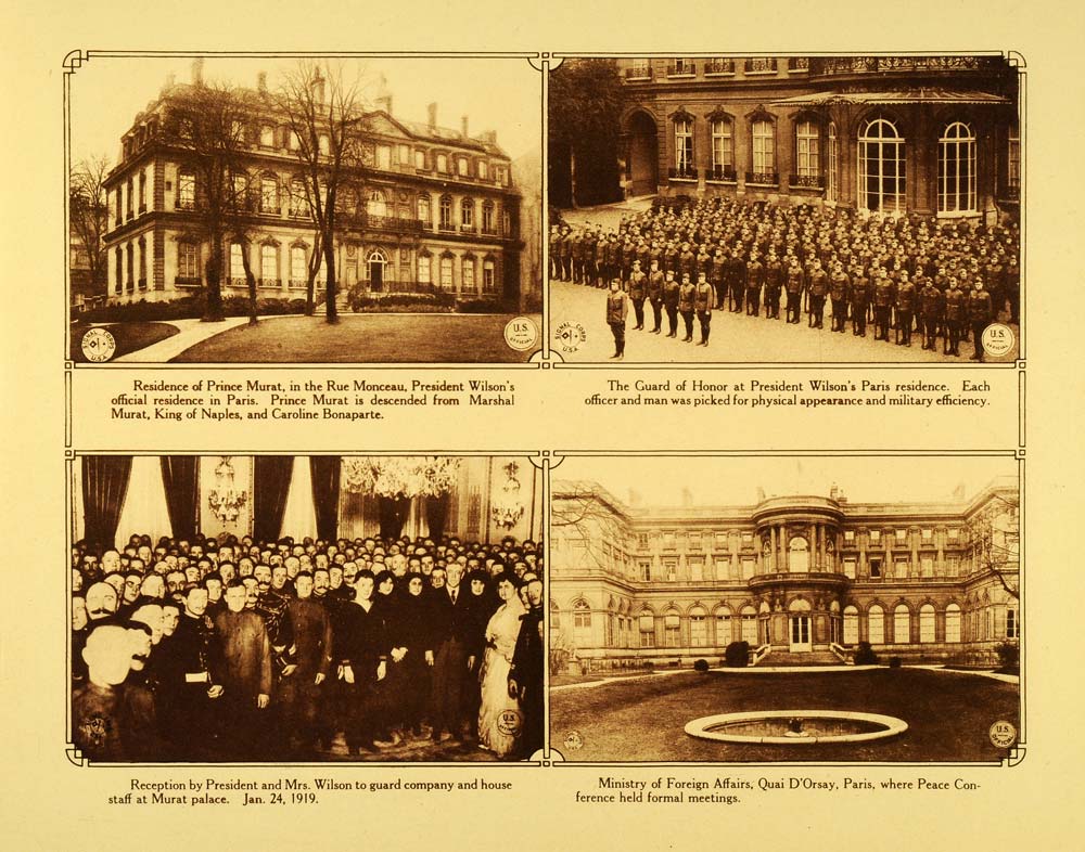 1920 Rotogravure WWI Quai D'Orsay Paris Peace Conference President Wilson WAR1