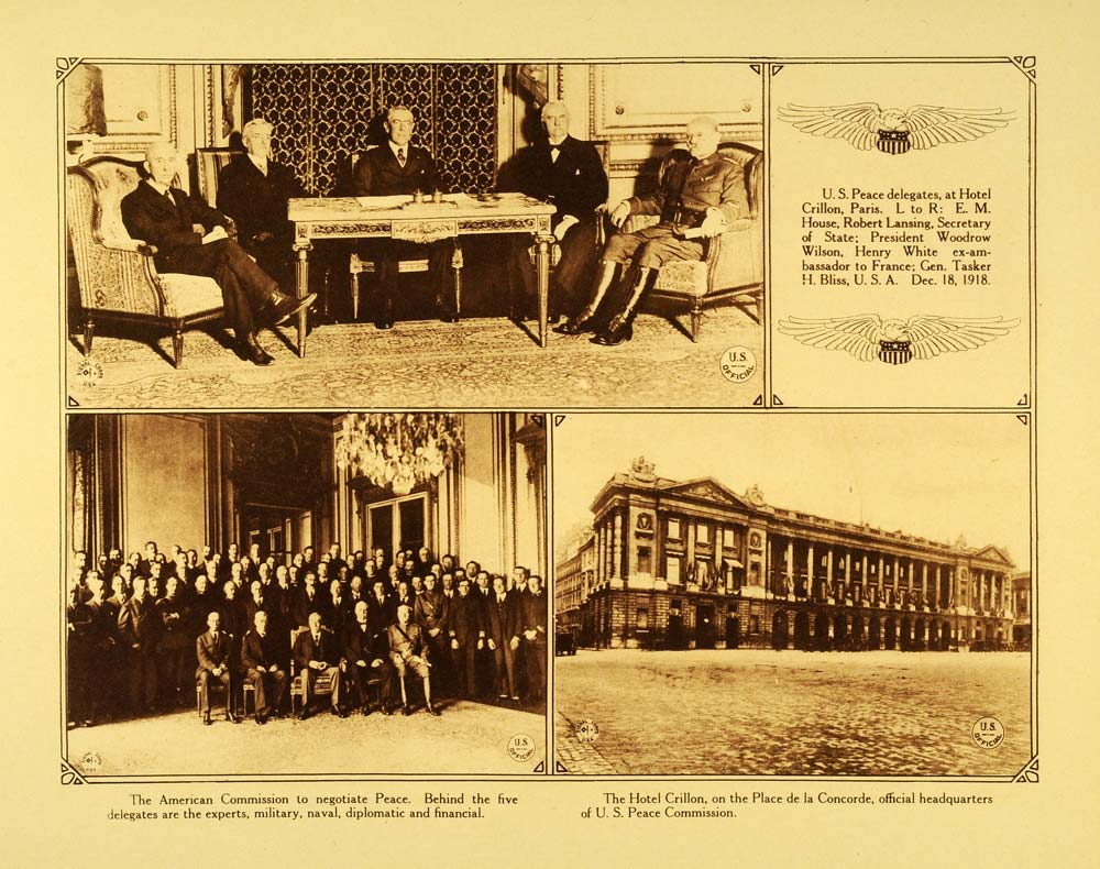 1920 Rotogravure WWI Hotel Crillon Paris Woodrow Wilson U. S. Peace WAR1