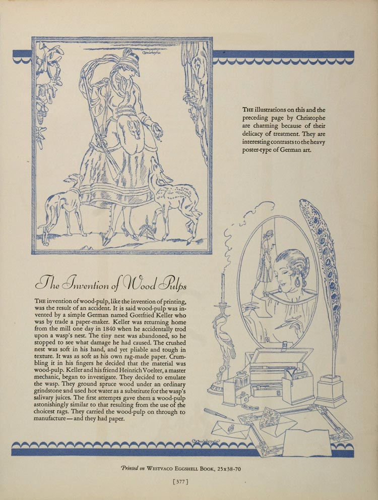 1926 Print Christophe History Wood Pulp Printing Keller - ORIGINAL