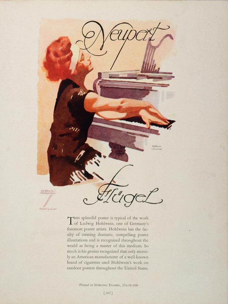 1926 Print Ad Ludwig Hohlwein Piano Neupert Flugel - ORIGINAL