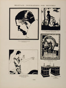 1926 Print Illustration Art Deco Desk Rookwood Pottery - ORIGINAL