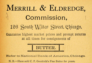 1893 Ad Merrill & Eldredge Commission House Butter Sale - ORIGINAL WFI1