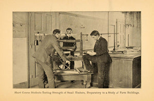 1893 Print Wisconsin Short Course Students Wood Testing ORIGINAL HISTORIC WFI1