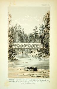 1880 Chromolithograph Bad River Gorge Bridge Penokee Gap Ashland County WI WG3