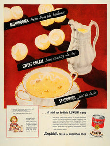 1949 Ad Campbell's Cream Mushrooms Canned Soups Pitcher - ORIGINAL WH1