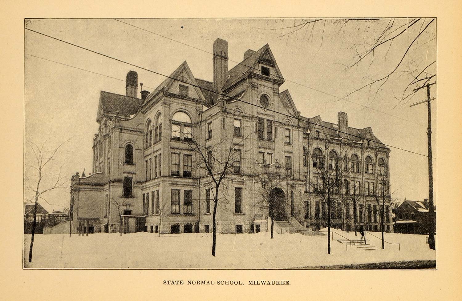 1907 Milwaukee Wisconsin State Normal School UW Print ORIGINAL HISTORIC WI1