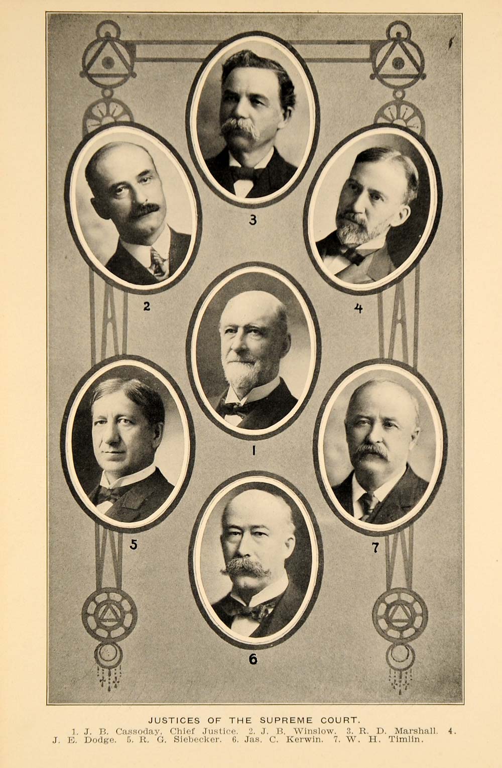1907 Wisconsin Supreme Court Justices Cassoday Print - ORIGINAL HISTORIC WI1
