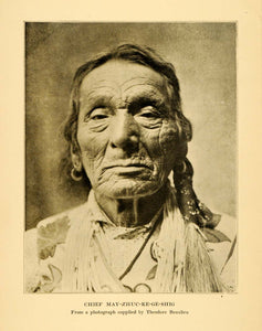 1919 Print Native American Chief May-Zhuc-Ke-Ge-Shig - ORIGINAL HISTORIC WIS1