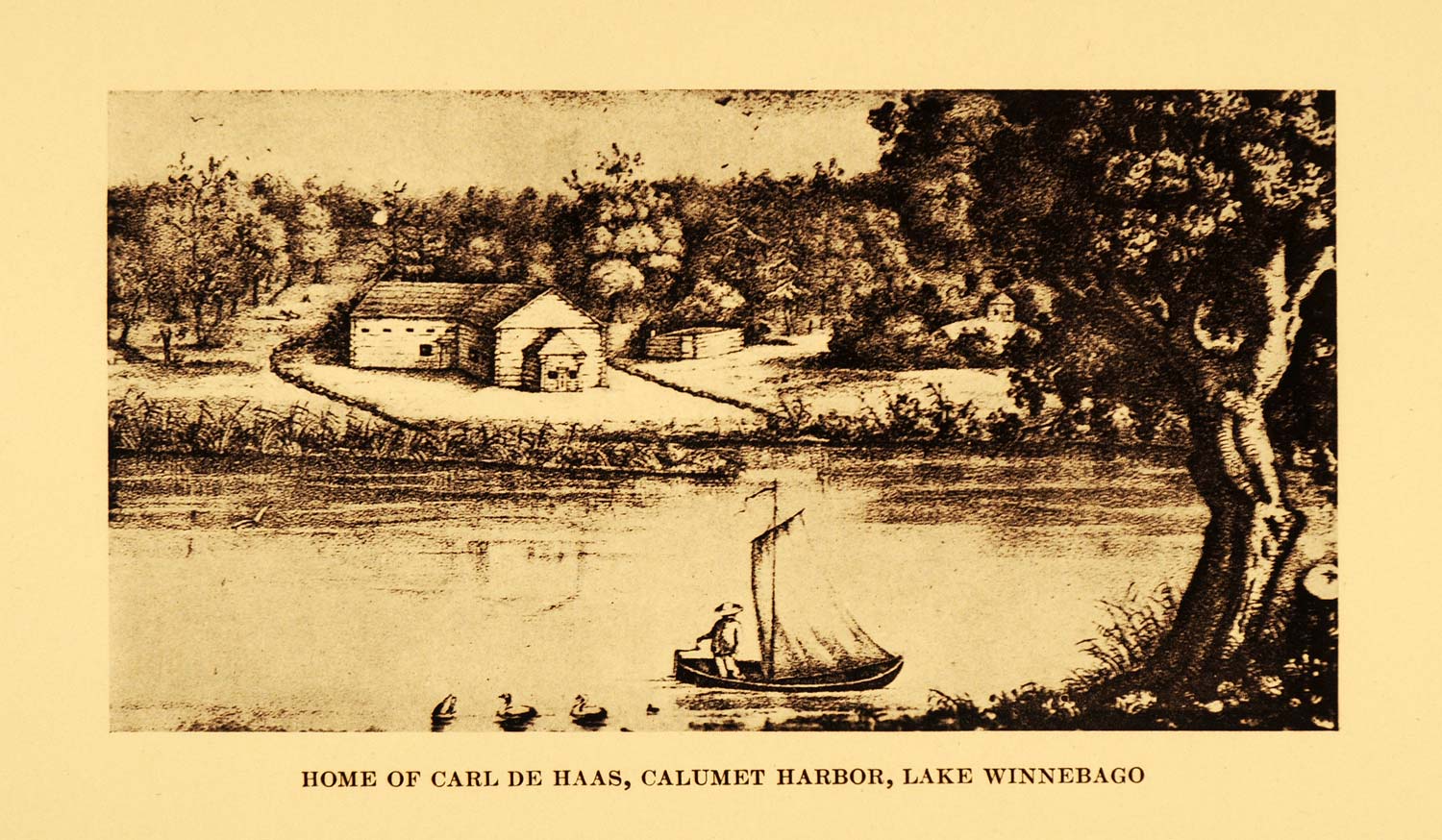 1924 Print Carl De Hass's Home Calumet Harbor Winnebago ORIGINAL HISTORIC WIS1