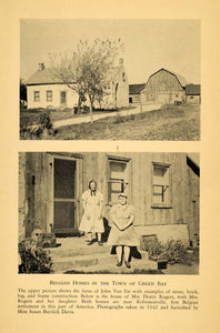1943 Print Belgian Homes Green Bay 1942 1st Settlement ORIGINAL HISTORIC WIS1