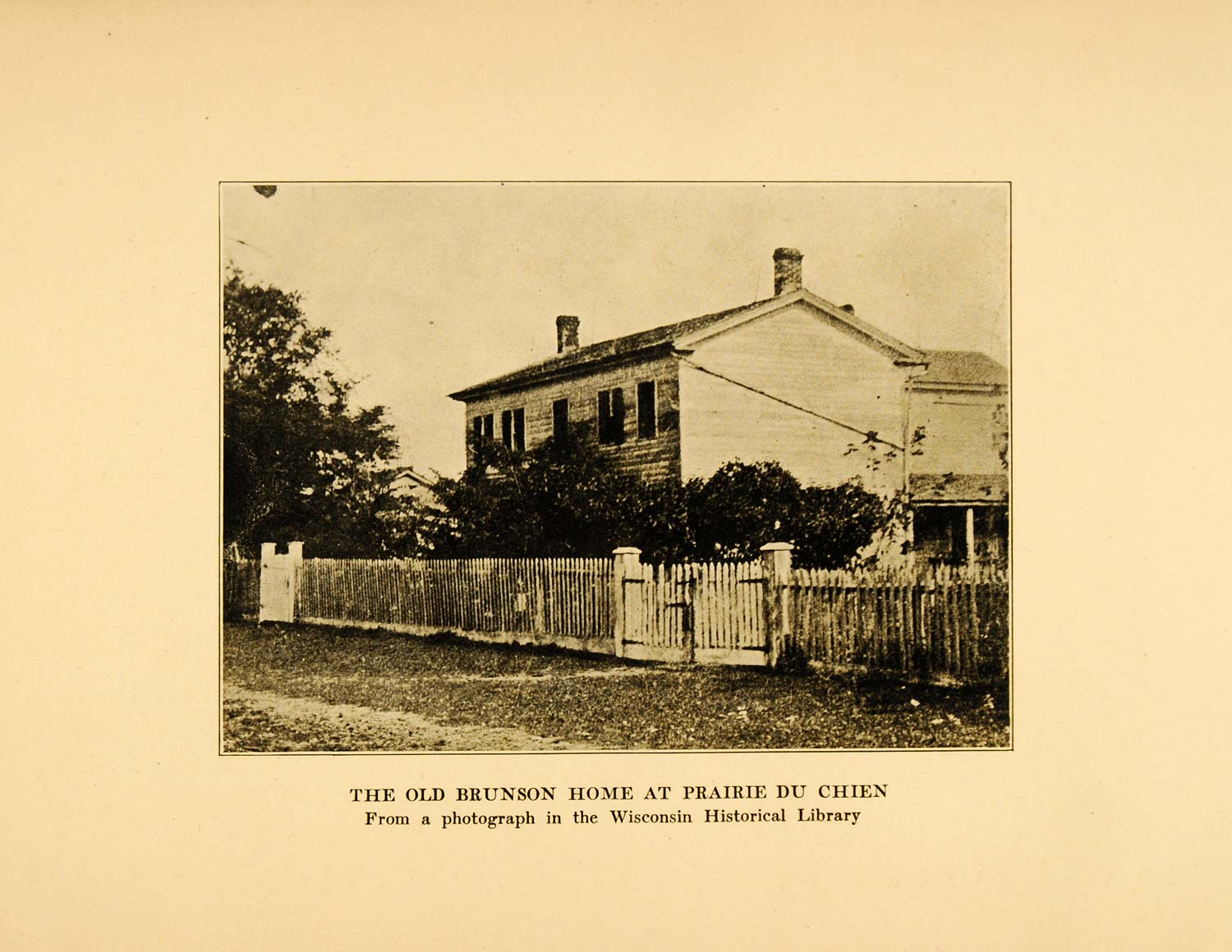 1918 Print Rev Alfred Brunson Home Prairie Du Chien WI ORIGINAL HISTORIC WIS1