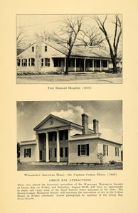 1939 Print Fort Howard Hospital & Captain Cotton House ORIGINAL HISTORIC WIS1