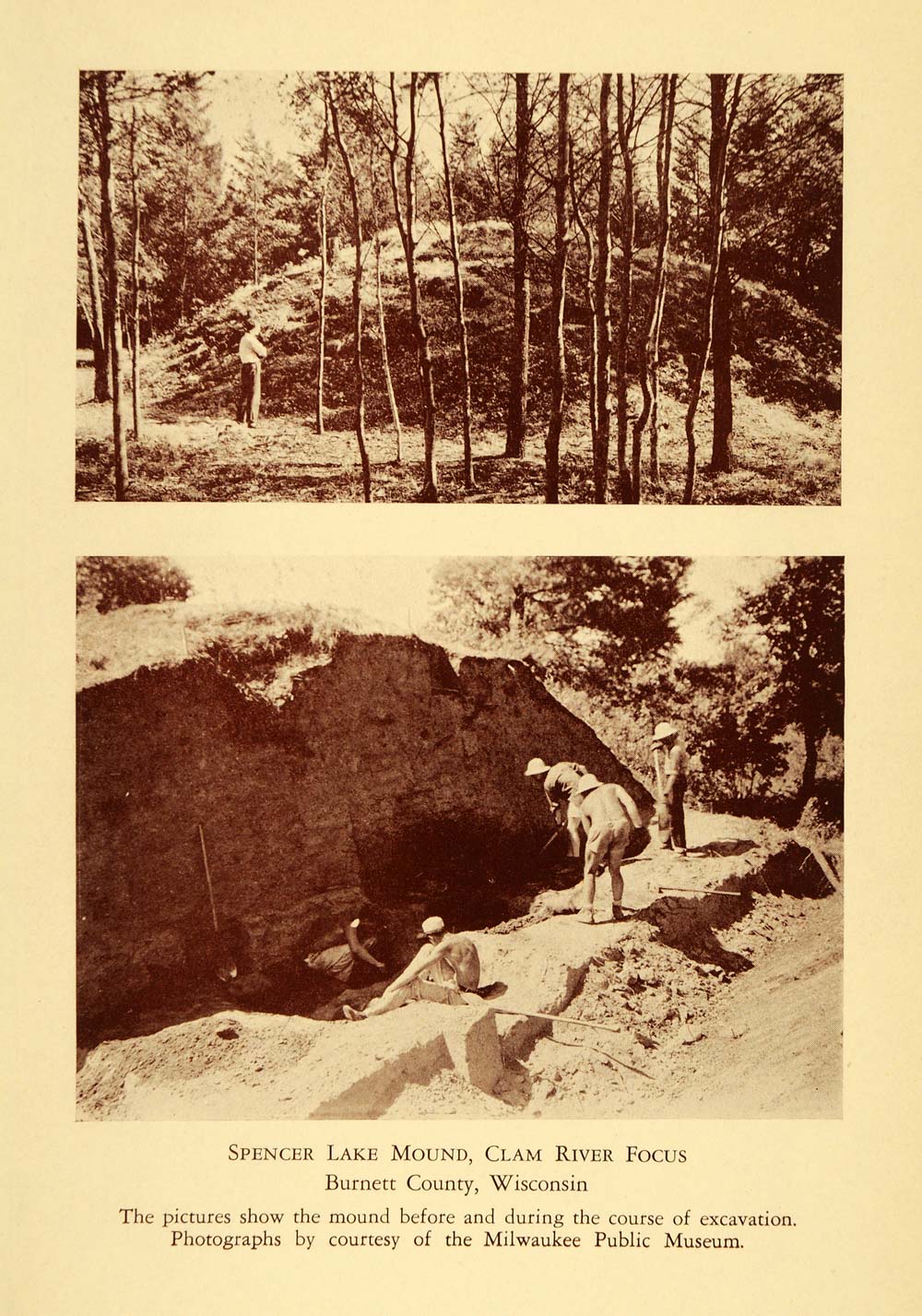 1942 Print Spencer Lake & Clam River Excavation WI - ORIGINAL WIS1