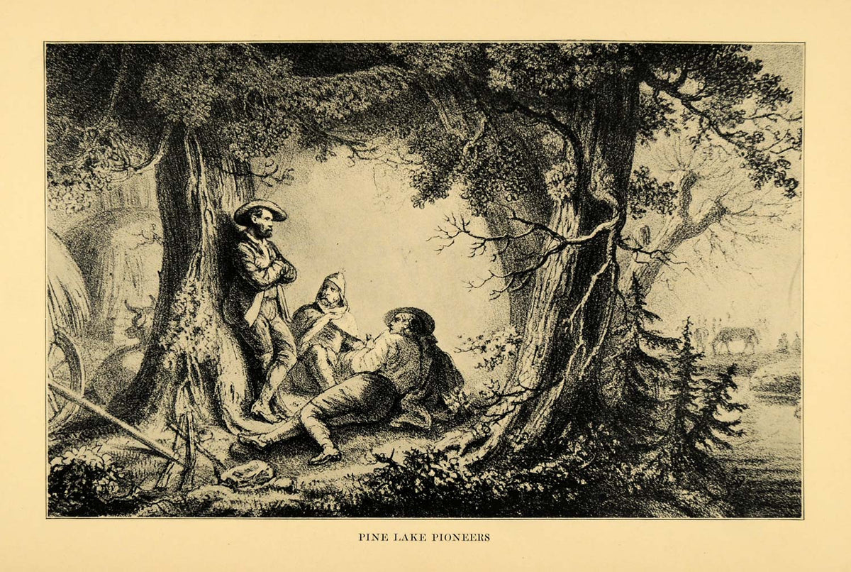 1936 Print Illustration Pine Lake Pioneers Nya Upsala ORIGINAL HISTORI ...