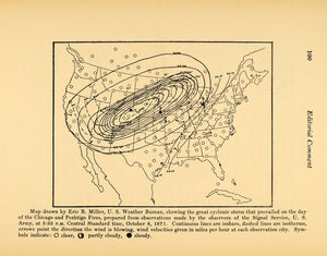 1927 Print US Weather Bureau Cyclonic Storm Map 1871 - ORIGINAL HISTORIC WIS1