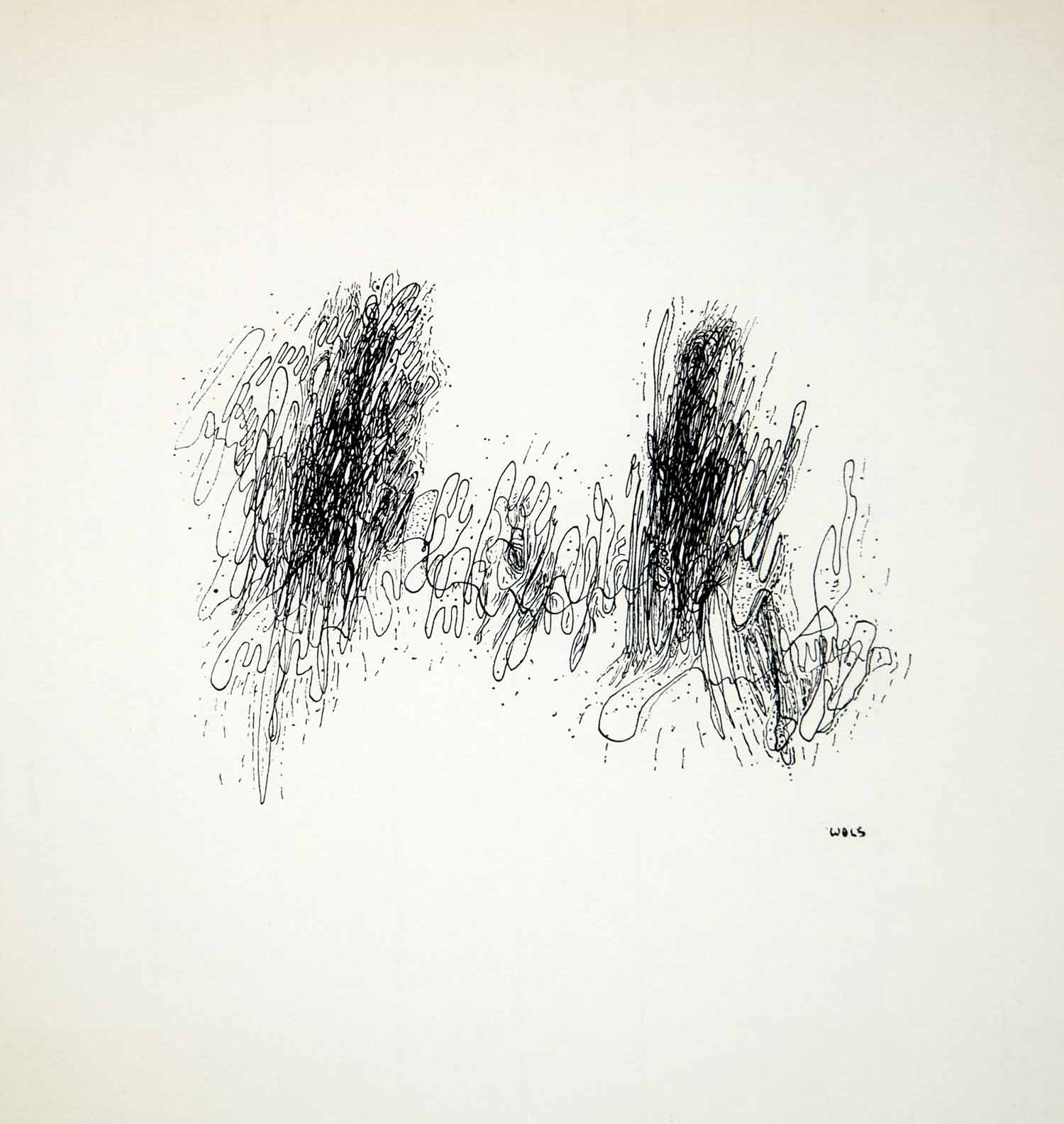 1965 Lithograph Wols Alfred Otto Wolfgang Schulze Abstract Art Drawing B/W WOL1