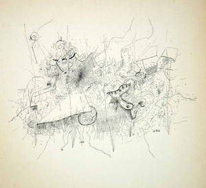 1965 Lithograph Wols Wolfgang Schulze Camp Runs Away Abstract Art Drawing WOL1