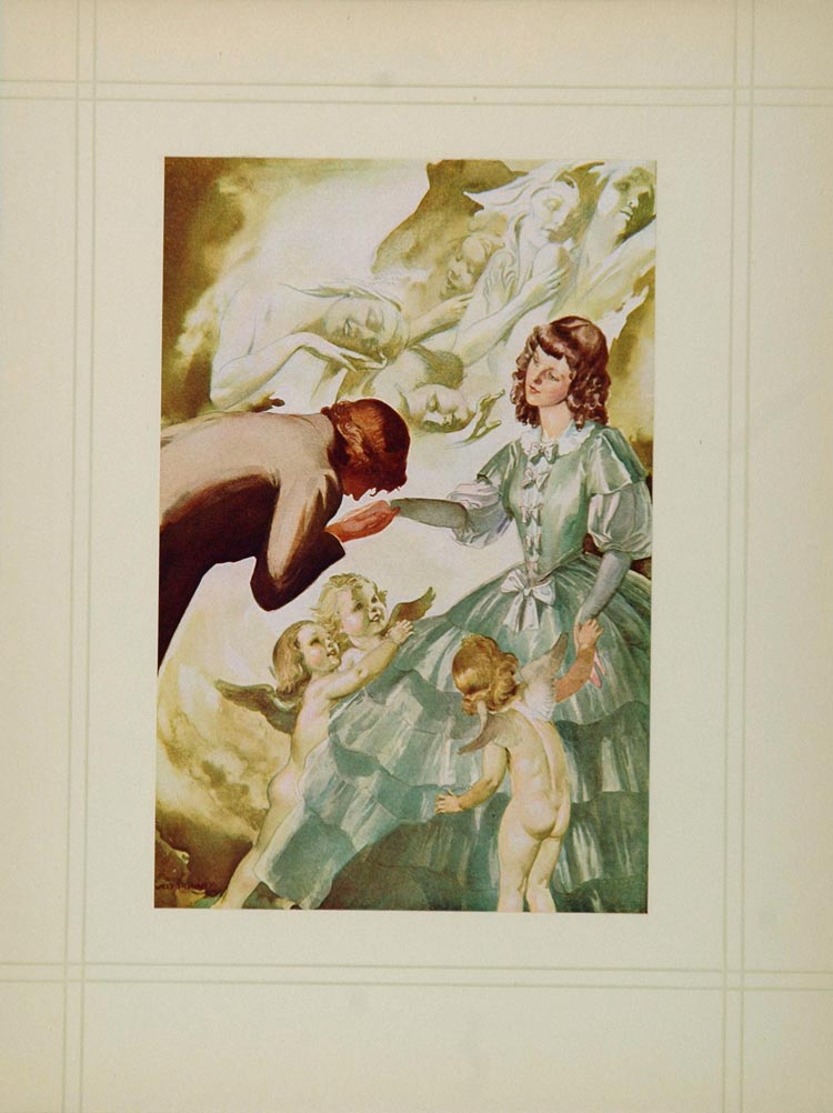 1936 Willy Pogany Lovers Angels Browning Sonnets Print - ORIGINAL