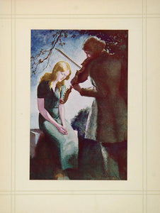 1936 Willy Pogany Lovers Violin Browning Sonnets Print - ORIGINAL