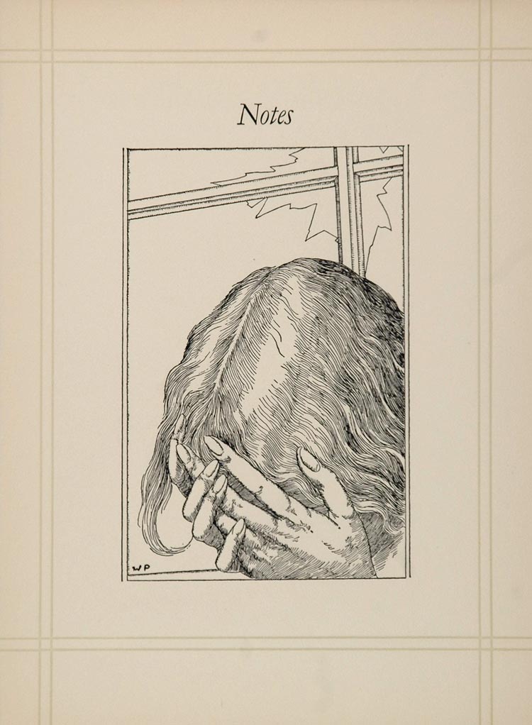 1936 Willy Pogany Woman Head Hands B/W Drawing Print - ORIGINAL