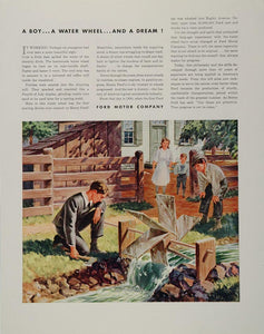 1944 Ad Henry Ford Motor Company Boy Water Wheel Dam - ORIGINAL WW2-1