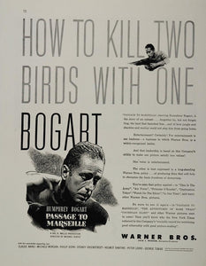 1944 Movie Ad Humphrey BOGART Passage to Marseille - ORIGINAL ADVERTISING WW2-1