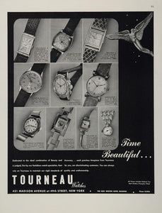1944 Print Ad Tourneau Watches Rolex Chronograph Angel - ORIGINAL WW2-1