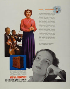 1943 Ad GE Musaphonic Radio Phonograph Rose Bampton - ORIGINAL ADVERTISING WW2-1