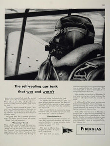 1943 WWII Ad Owens Corning Fiberglas Pilot Fuel Tank Wartime Manufacturing WW2-3