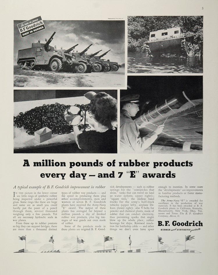 1943 WWII Ad B. F. Goodrich Rubber War Products Akron Wartime WW2-3