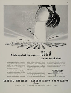1943 Ad WWII GATX General American Transportation Steel Wartime War WW2