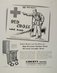 1944 Ad Liberty Motors Red Cross Cartoon Edmund Duffy - ORIGINAL ADVERTISING WW2