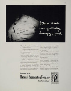 1944 Ad WWII NBC National Broadcasting Company Radio Wartime Media New York WW2