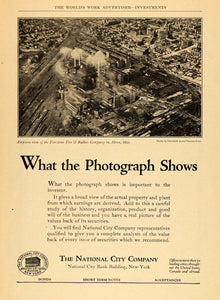 1924 Ad National City Bank Firestone Factory Aerial - ORIGINAL ADVERTISING WW3