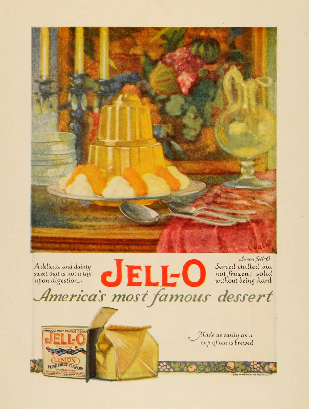 1922 Ad Lemon JELL-O Dessert Antique Box Packaging - ORIGINAL ADVERTISING WW3