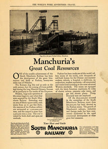 1922 Ad South Manchuria Railway Coal Resource Togo Pit - ORIGINAL WW3