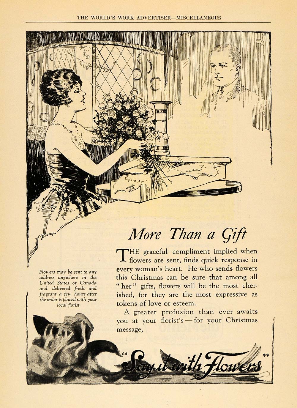 1922 Ad FTD Say It With Flowers Christmas Gift Women - ORIGINAL ADVERTISING WW3