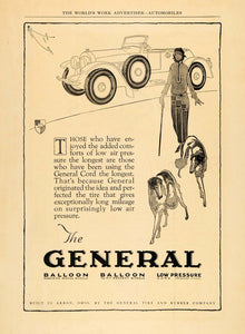 1924 Ad General Balloon Tire Rubber Akron Cord Dog Car - ORIGINAL WW3