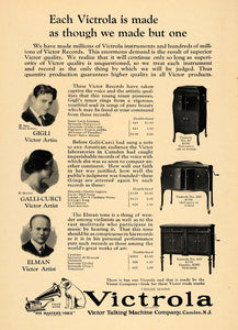 1924 Ad Victrola Talking Machine Camden Gigli Elman - ORIGINAL ADVERTISING WW3
