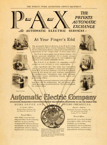 1922 Ad Automatic Electric Engineer P-A-X Factory Car - ORIGINAL ADVERTISING WW3