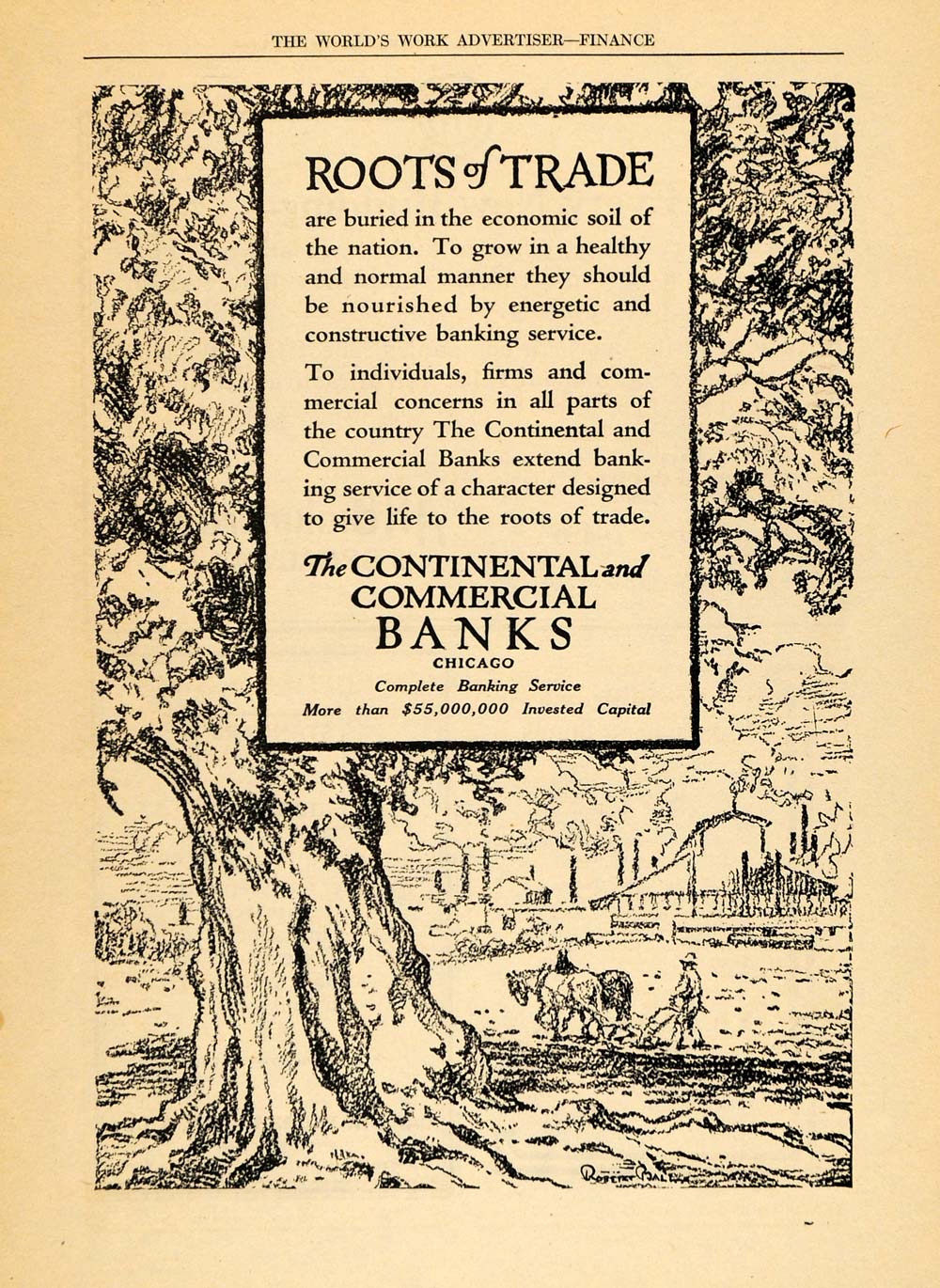 1922 Ad Continental Commercial Bank Chicago Farming - ORIGINAL ADVERTISING WW3