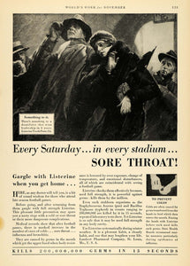 1929 Ad Sore Throat Listerine Mouthwash Dental Dentist - ORIGINAL WW3