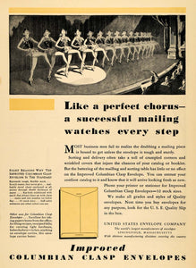 1930 Ad United States Envelope Co. Chorus Dancers Stage - ORIGINAL WW3