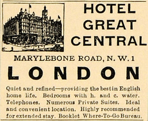 1930 Ad Hotel Great Central London Marylebone Road Home - ORIGINAL WW3