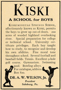1924 Ad Kiskiminetas Spring School Wilson Preparation - ORIGINAL ADVERTISING WW3