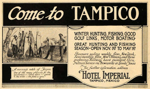 1922 Ad Hotel Imperial Tampico Fish Golf Motor Boat Men - ORIGINAL WW3
