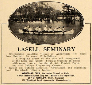 1924 Ad Lasell Seminary Auburndale Woodland Park Girls - ORIGINAL WW3