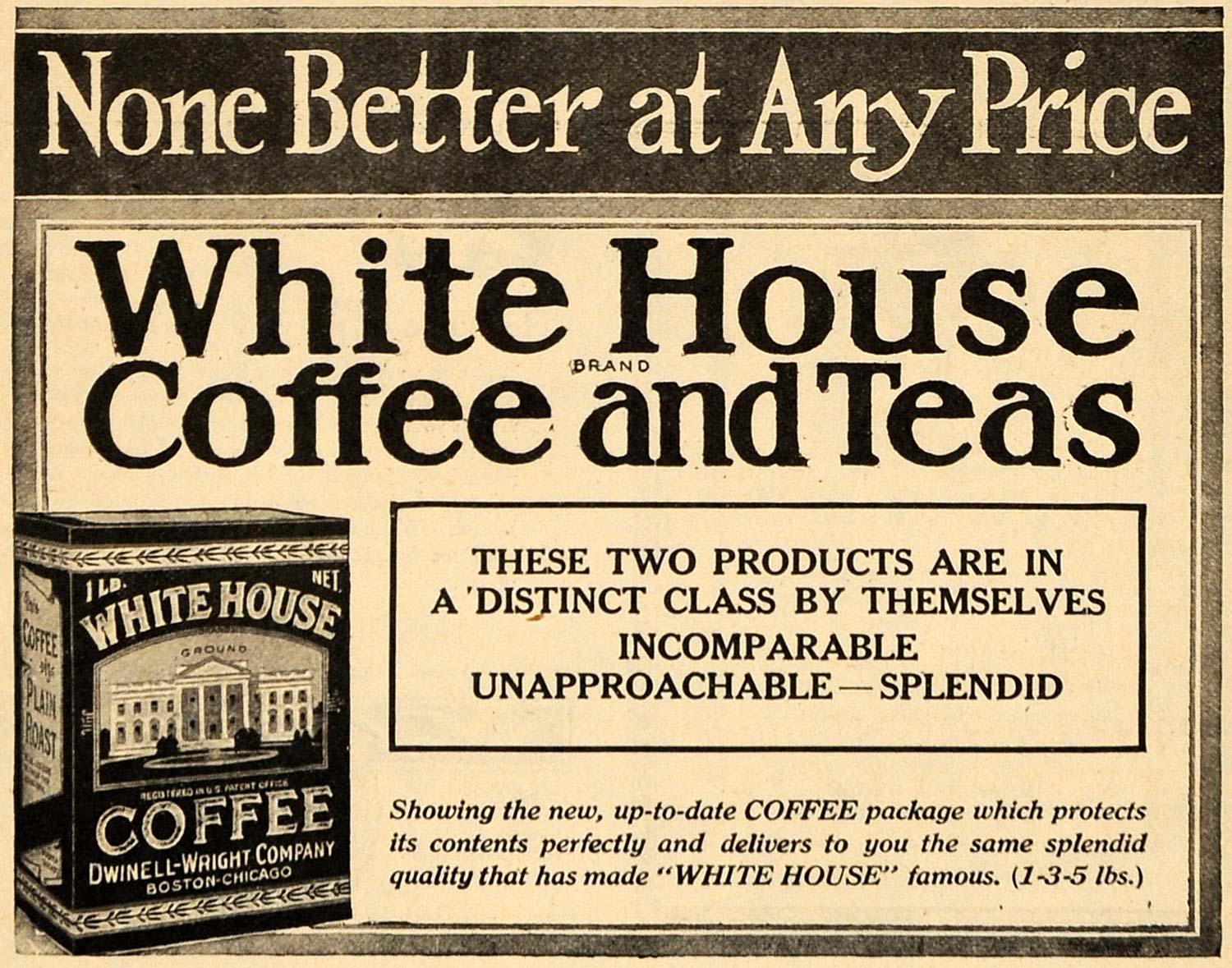 1922 Ad White House Coffee Teas Package Plain Roasted - ORIGINAL ADVERTISING WW3